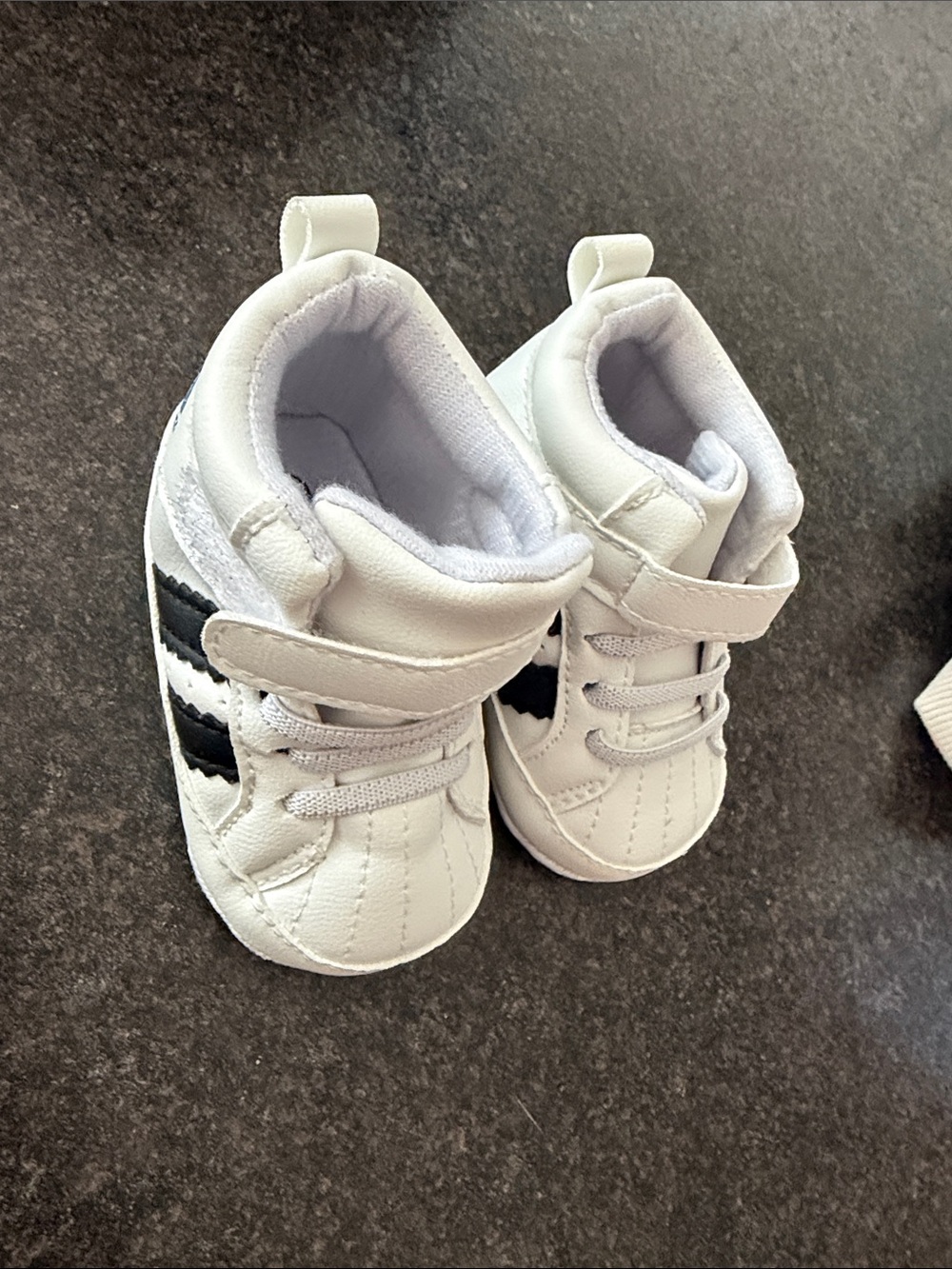White and Black Kids Athletic Shoes - Velcro Closure